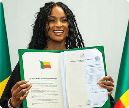 Official document with Benin flag and signature